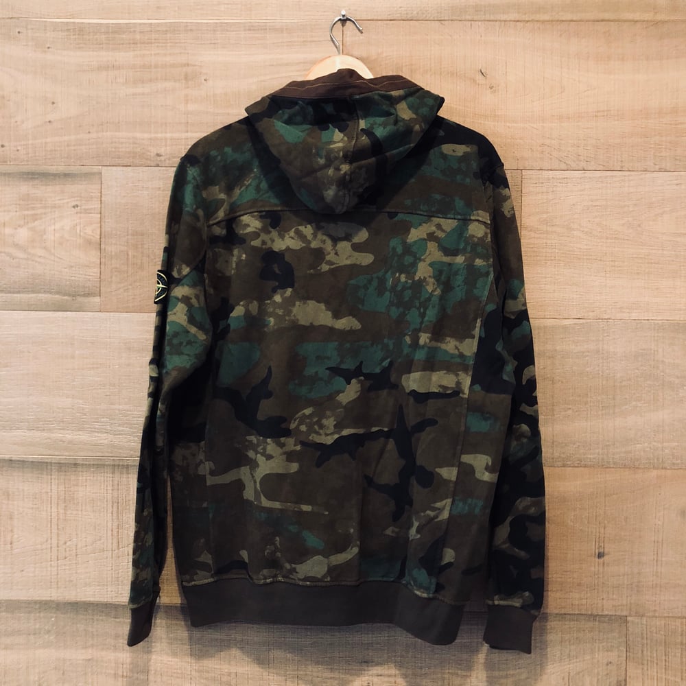 Image of Supreme x Stone Island Hooded Sweatshirt (Woodland Camo)