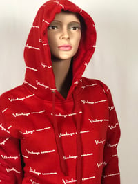 Image 1 of Red Vintage Comma All Over Hoodie