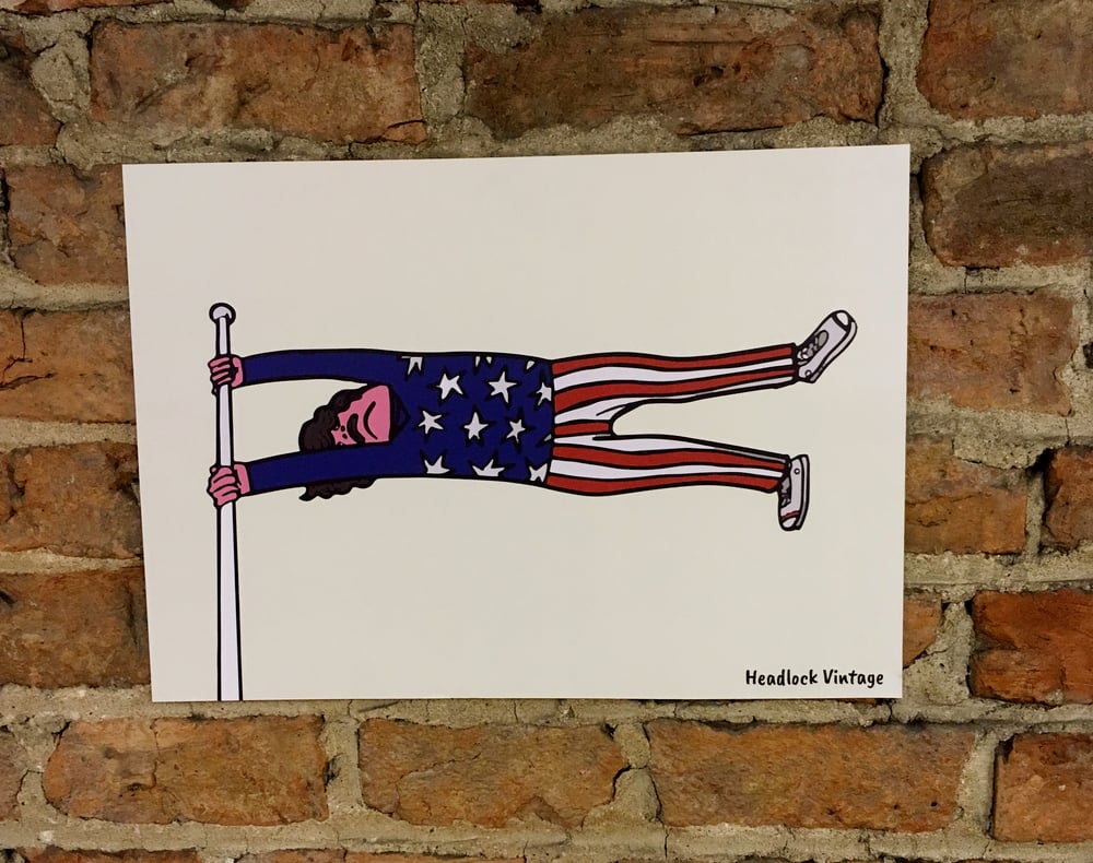 Image of American Flag Man Illustration A3 Poster