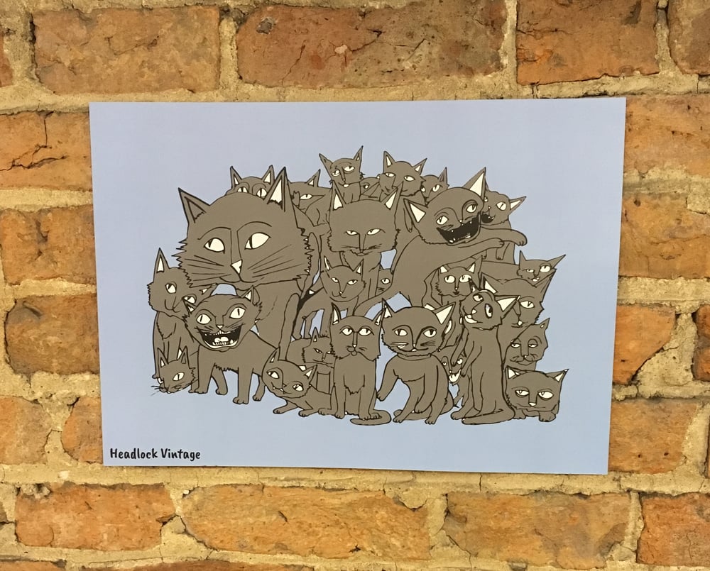 Image of Group of cats Illustration A3 Poster