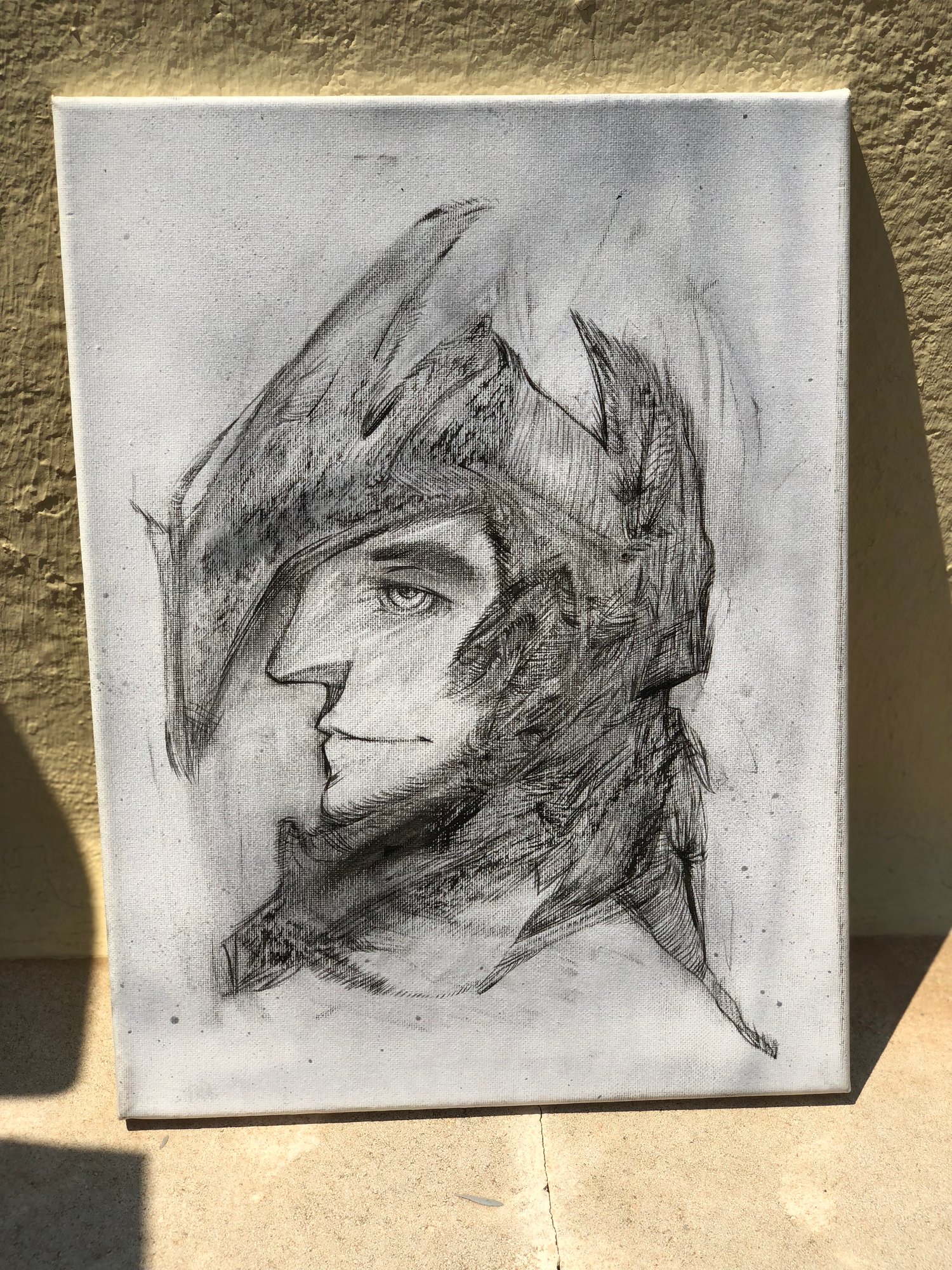 Image of Dream profile - A3 Canvas - Black and white