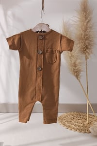 Image 1 of Photoshooting romper | Lorenzo | sleeves | camel brown | 9-12 months | sitter boys