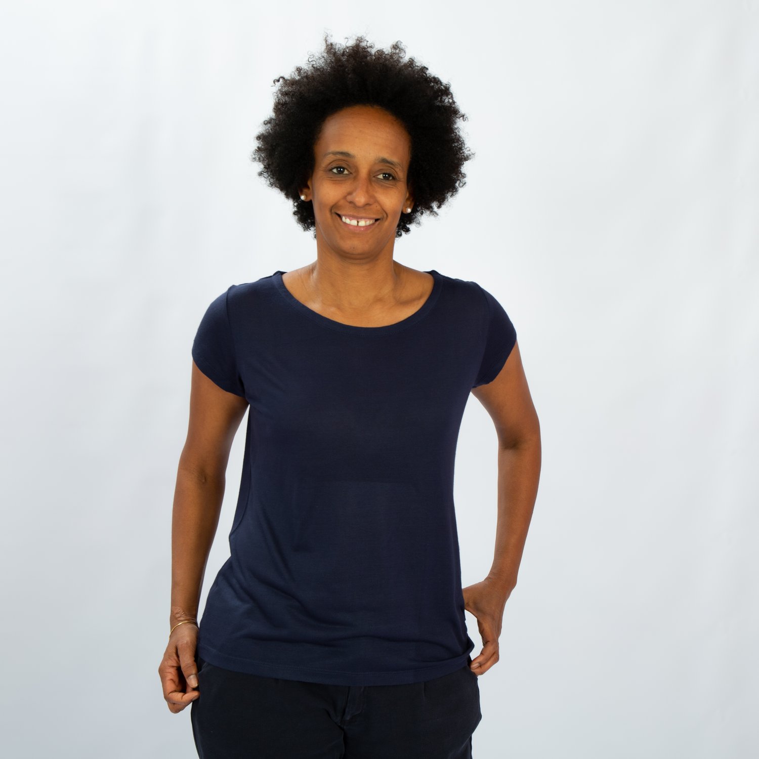 Image of T-SHIRT WOMAN short sleeve BIRDCAGE (on the back) navy