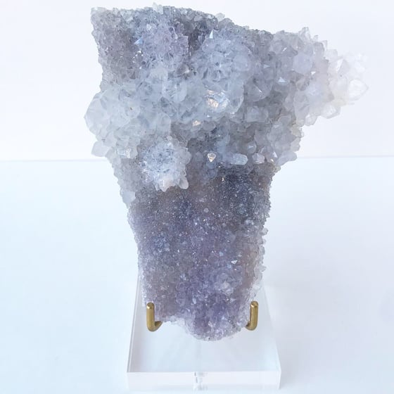 Image of Amethyst Spirit Quartz Crystal no.568 + Lucite and Brass Stand Pairing