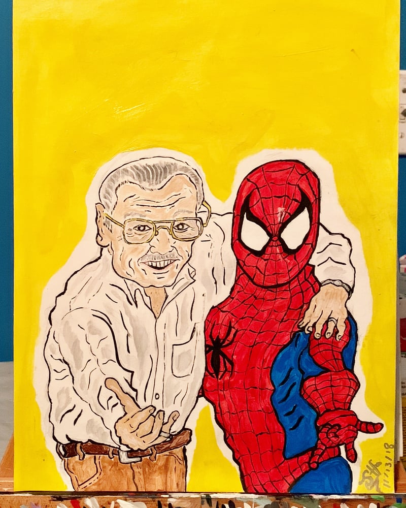 Image of STAN LEE / THE AMAZING SPIDER-MAN PAINTING (PRINTS)