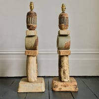 Image 3 of Set of Two Bernard Rooke Studio Ceramic Totem Lamps, England, 1960s