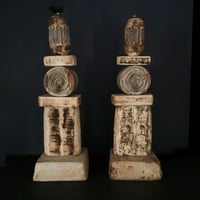 Image 2 of Set of Two Bernard Rooke Studio Ceramic Totem Lamps, England, 1960s