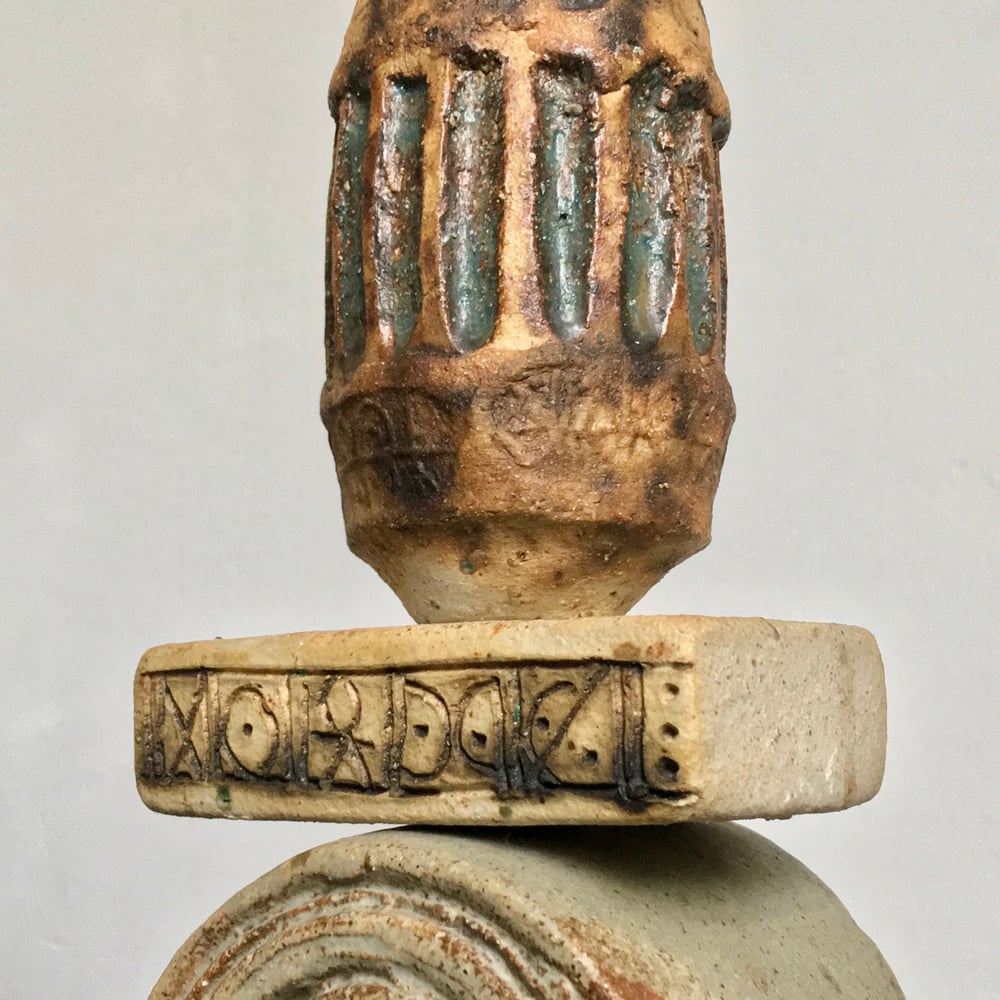 Image of Set of Two Bernard Rooke Studio Ceramic Totem Lamps, England, 1960s