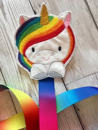 Image 2 of Rainbow unicorn bow and bow holder