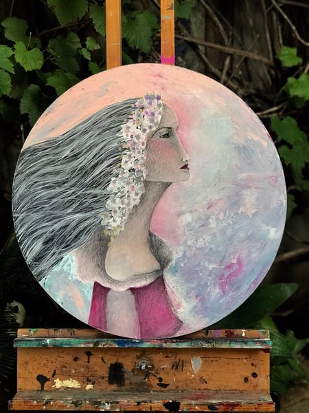 Image of “ In The distance” 55cm round . Original Paibting