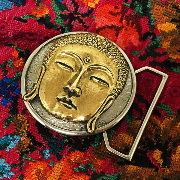 Image of Buddha Belt Buckle Cast in White and Yellow Brass