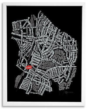 Image of Brockley & Crofton Park SE4 - Typographic Map - Black