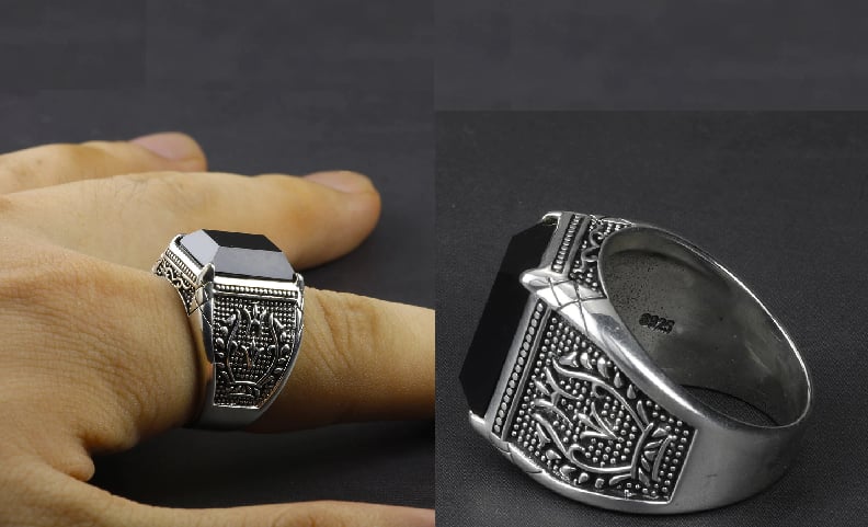 Image of Bague pour hommes mode punk rock pur argent