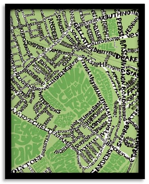 Image of Nunhead SE15 & Telegraph Hill SE14 - SE London Type Map - Various colours