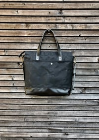 Image 1 of Black waxed canvas tote bag - carry all - di