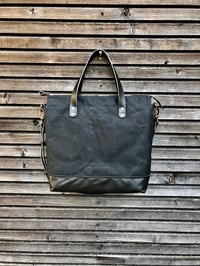 Image 3 of Black waxed canvas tote bag - carry all - di