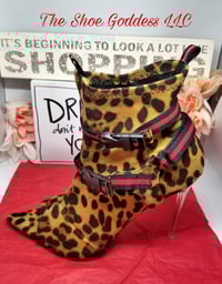 Image 3 of "KOKO" Leopard buckled strap peep toe booties
