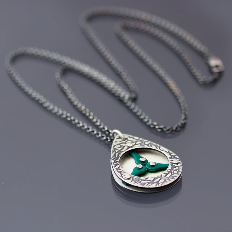 Sterling Silver Trillium Teardrop Necklace Image 4