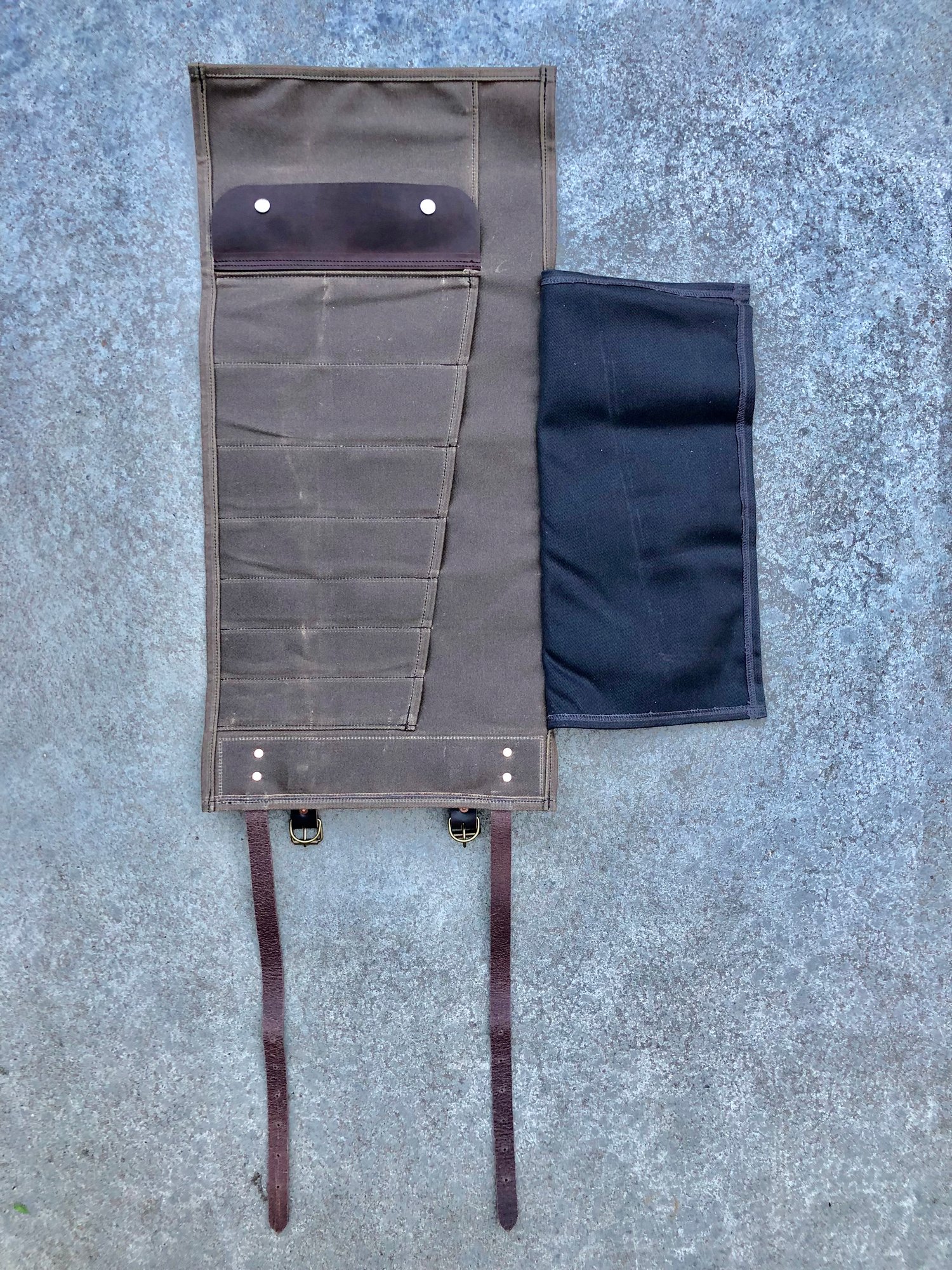 Image of Motorcycle tool roll /  Bicycle tool roll  in waxed canvas  /  Bike accessories