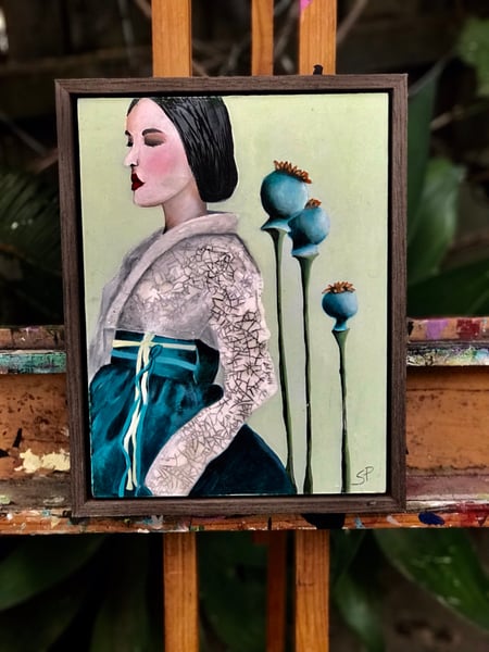 Image of “ Walking with Poppies” 35cmx26cmx7cm Original Painting