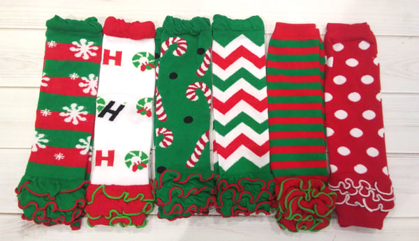 Image of ROCK BOTTOM BLOWOUT Christmas Ruffle Legwarmers -6 style choices