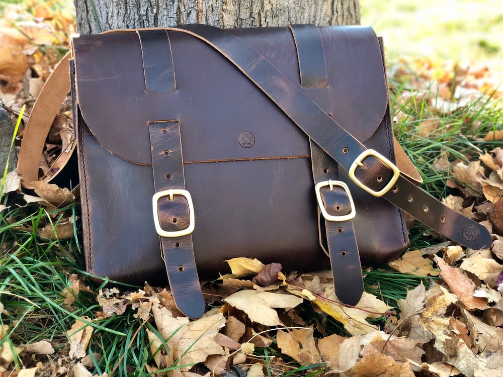 Image of "Wheat Harvest" - Leather Satchel Bag w/seam out