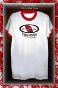 Image of Plaid Daddy Bright White Tee with Red Trim