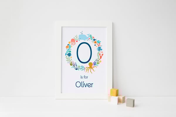 Image of Personalised Initial Print - Sea Life