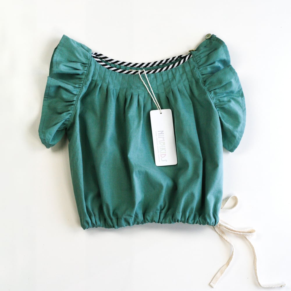 Image of Lucia Ruche Top - Sea Mist