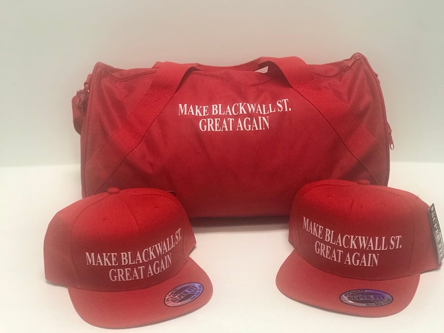Image of MAKE BLACKWALLST. GREAT AGAIN RED DUFFLE BAG