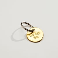 GO GET 'EM Small Brass Keychain