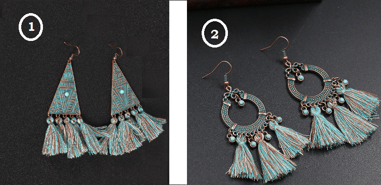 Image of Boucles d'oreilles winter, mode antique, couleur cocktail bleu 