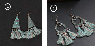 Image of Boucles d'oreilles winter, mode antique, couleur cocktail bleu 