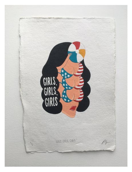 Image of ' Girls, Girls, Girls ' A4 Hand Painting.