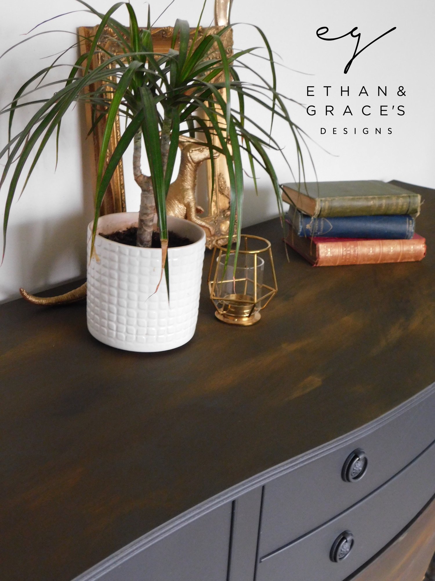 Image of Rust & dark grey wooden sideboard 