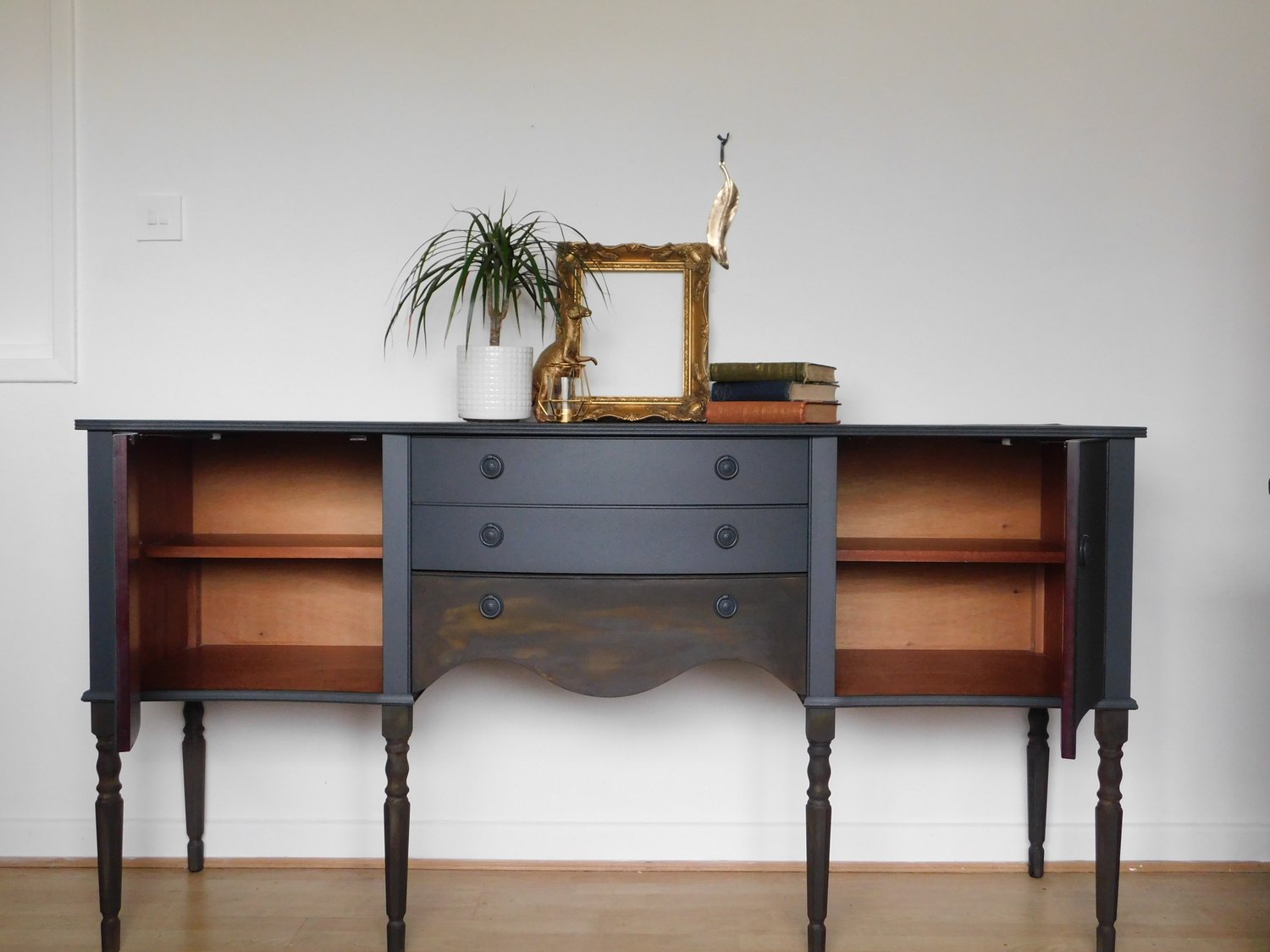 Image of Rust & dark grey wooden sideboard 