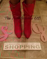 Image 3 of "Kandy" Red cone heel mid calf boots