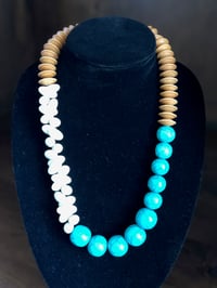Image 2 of Tri color wood & resin necklace