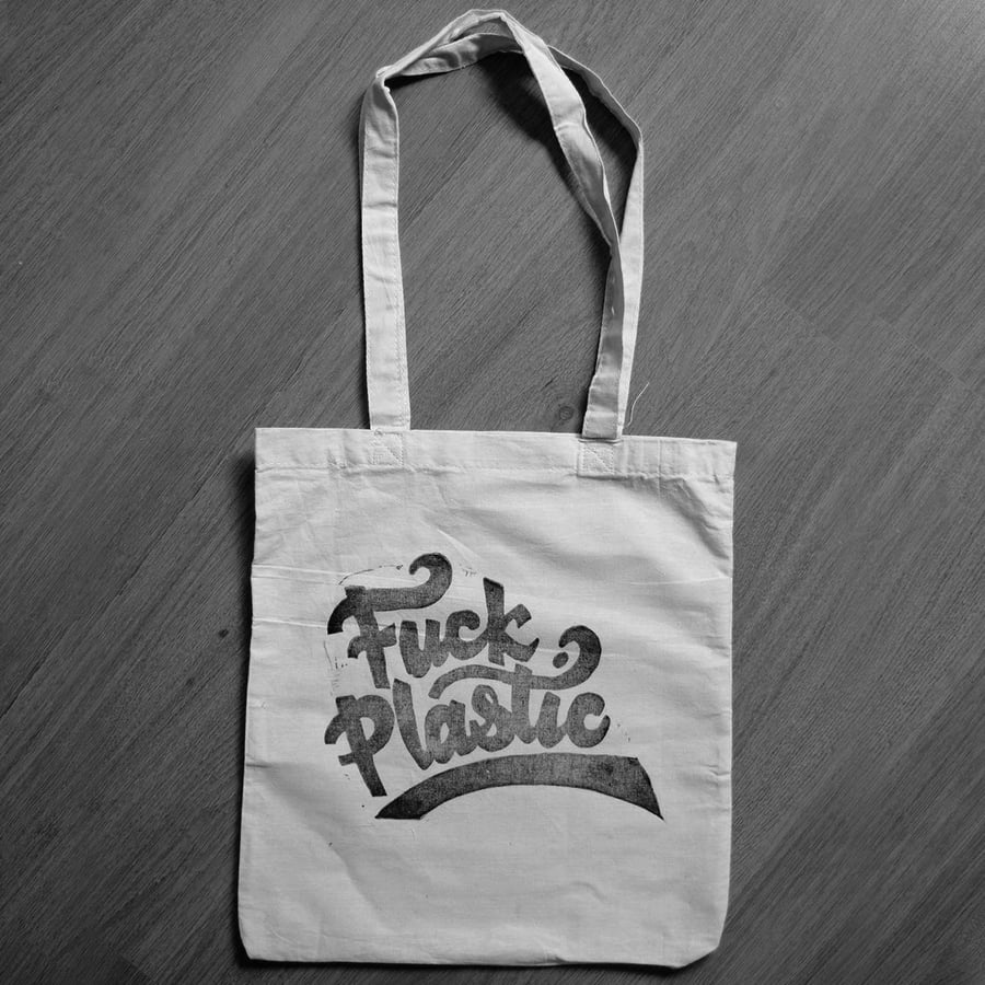 Image of Fuck plastic tote bag