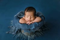 Image 1 of $10 OFF BLACK FRIDAY SALE~ Round Curly Blanket - Dark Denim Blue 