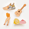 4 pins (Lemon, Nike, Mermaid, Guitar)