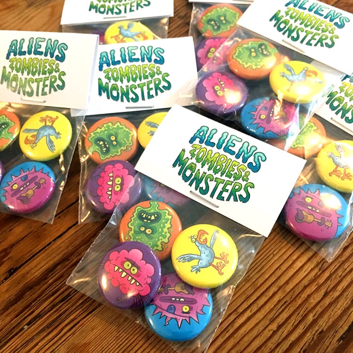 Image of Aliens, Zombies & Monsters Badge Pack