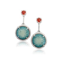 fire and fog earrings in carnelian and enamel
