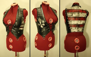 Image of Fauxleather striped vest with studs