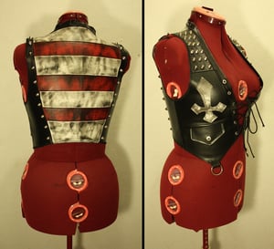 Image of Fauxleather striped vest with studs