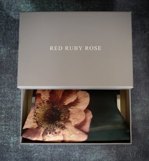 Image of Coral poppy flower, silk clutch purse with optional chain handle