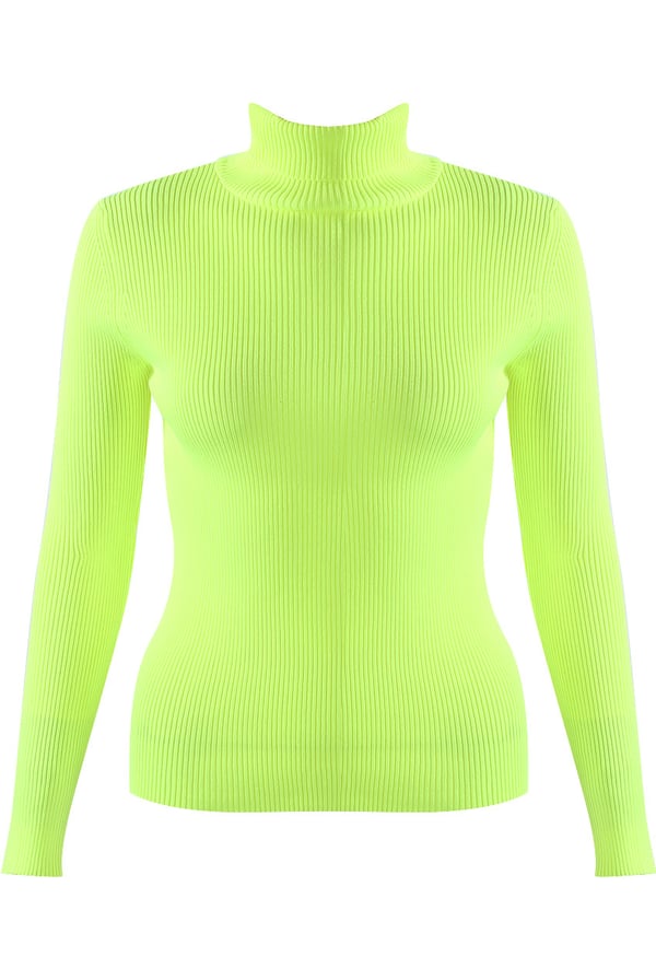 Image of Neon Ribbed Turtle Neck Sweater