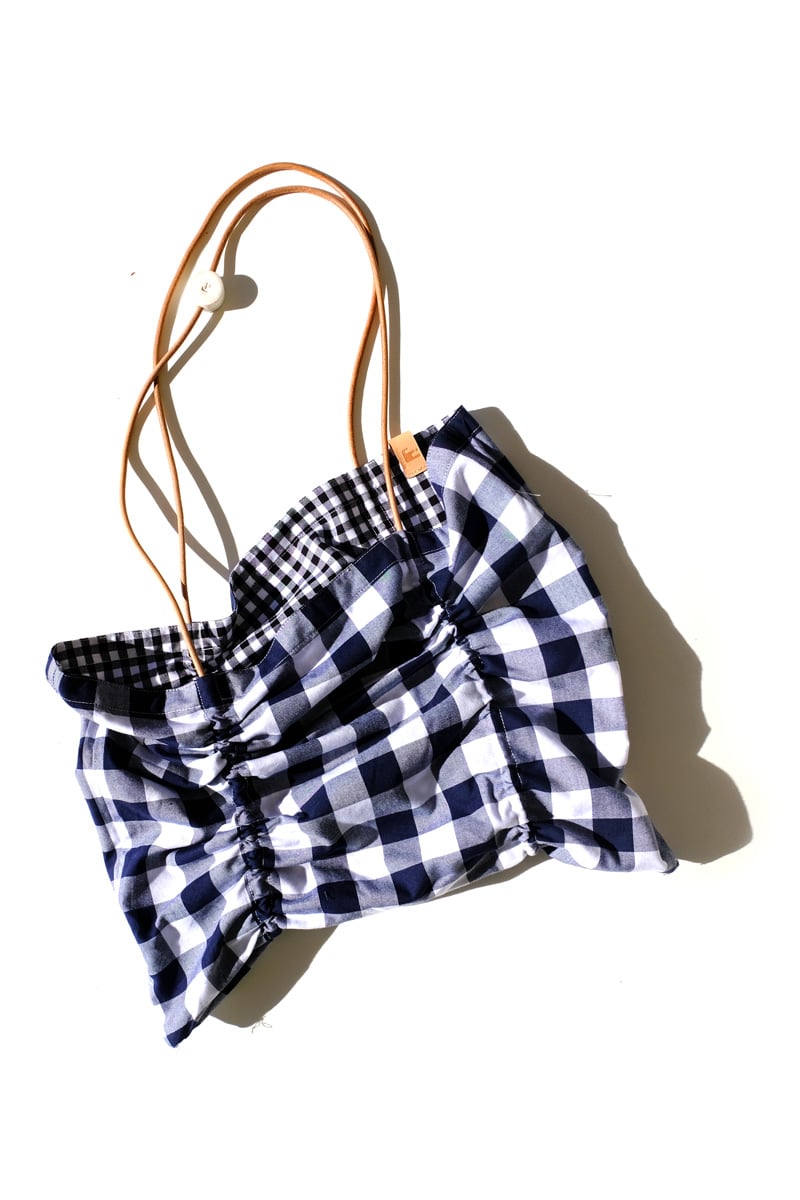 reversible square tote - gingham