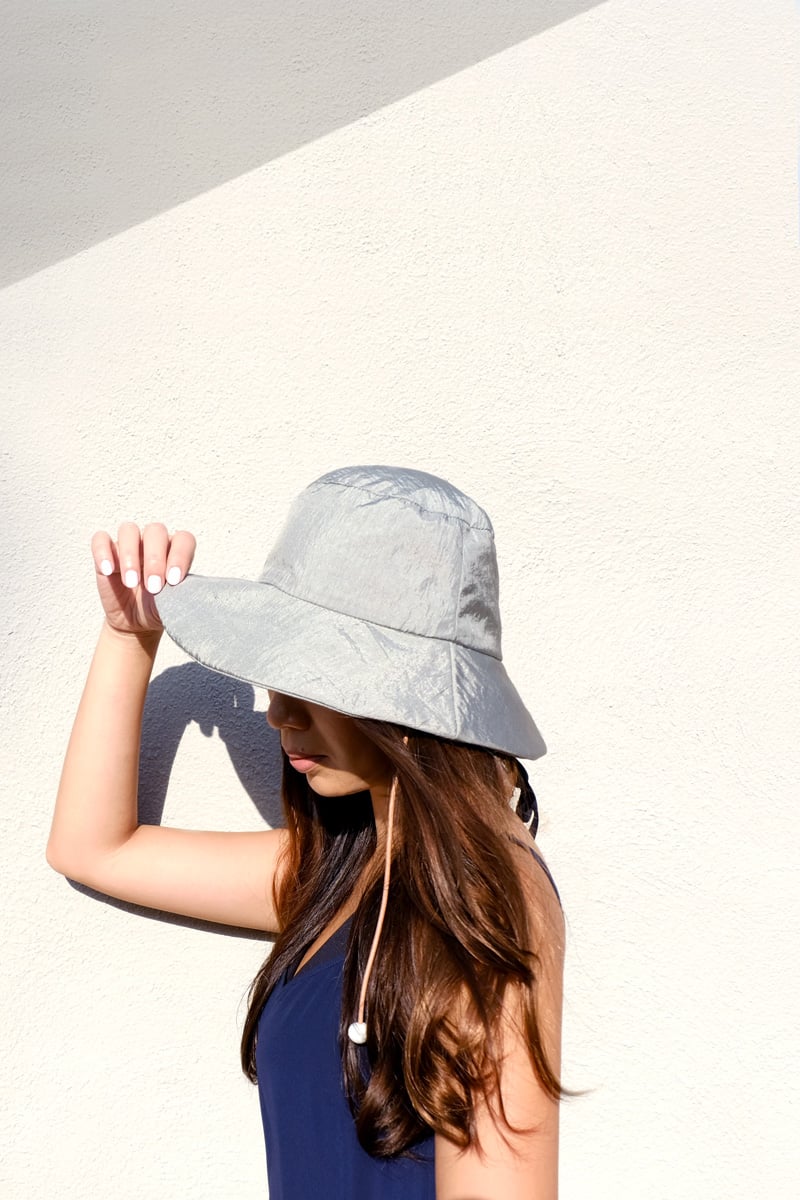 reversible silver nylon bucket hat | jujumade