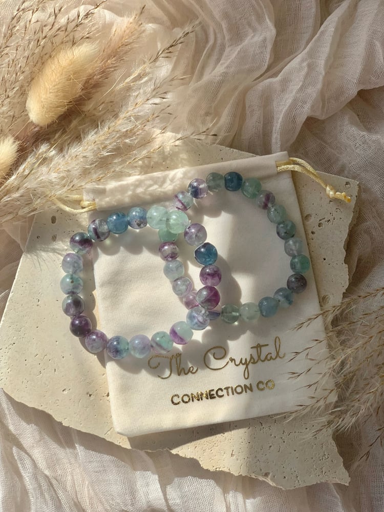 Image of Rainbow Fluorite Bracelets Lge Hand polished beads 